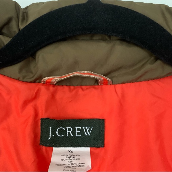 J. CREW Quilted Olive Green with Orange Lining Puffer Down Vest - Picture 10 of 13